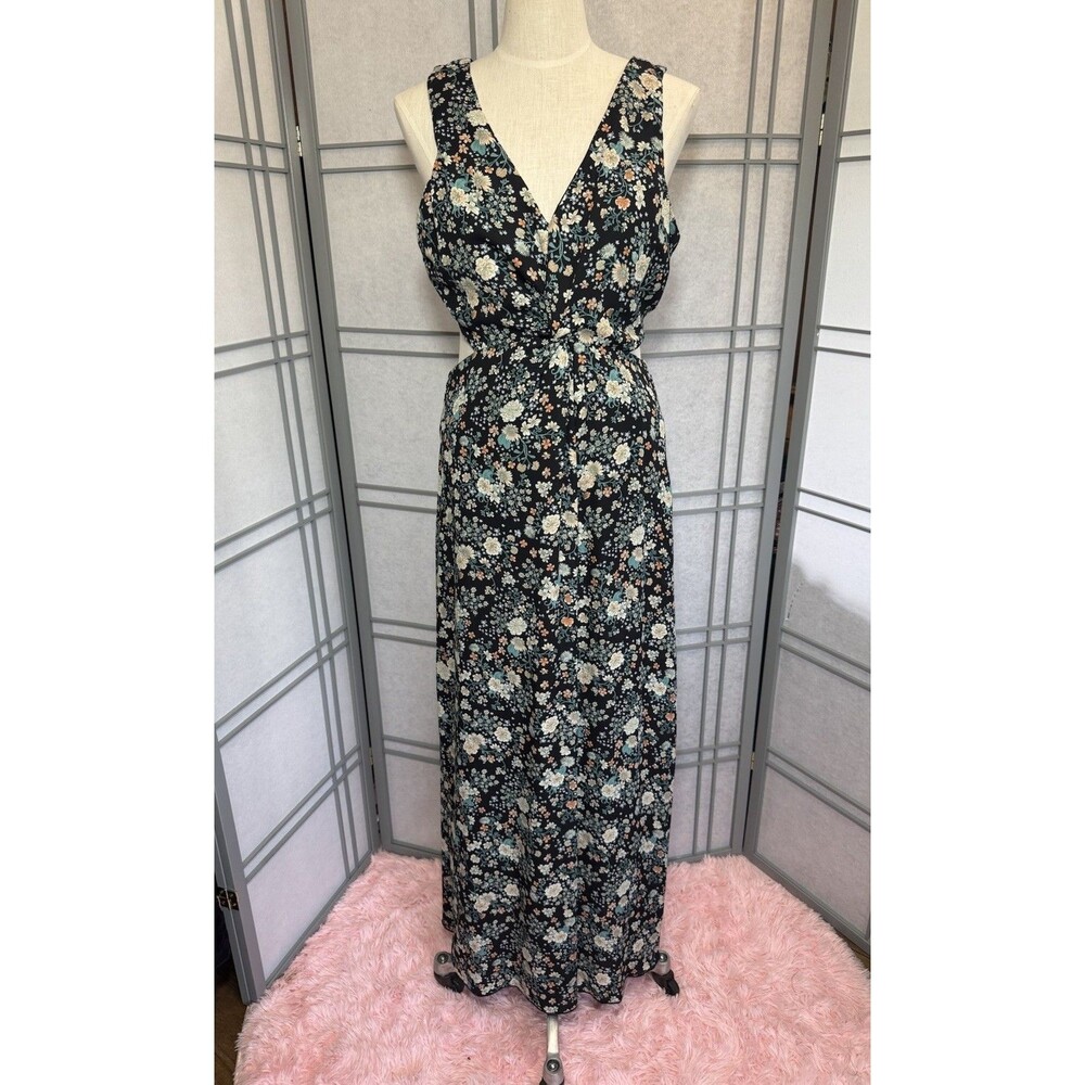 Willow + Root Floral Cut-Out Maxi Dress Size Large Snatched Waist Summer Wedding